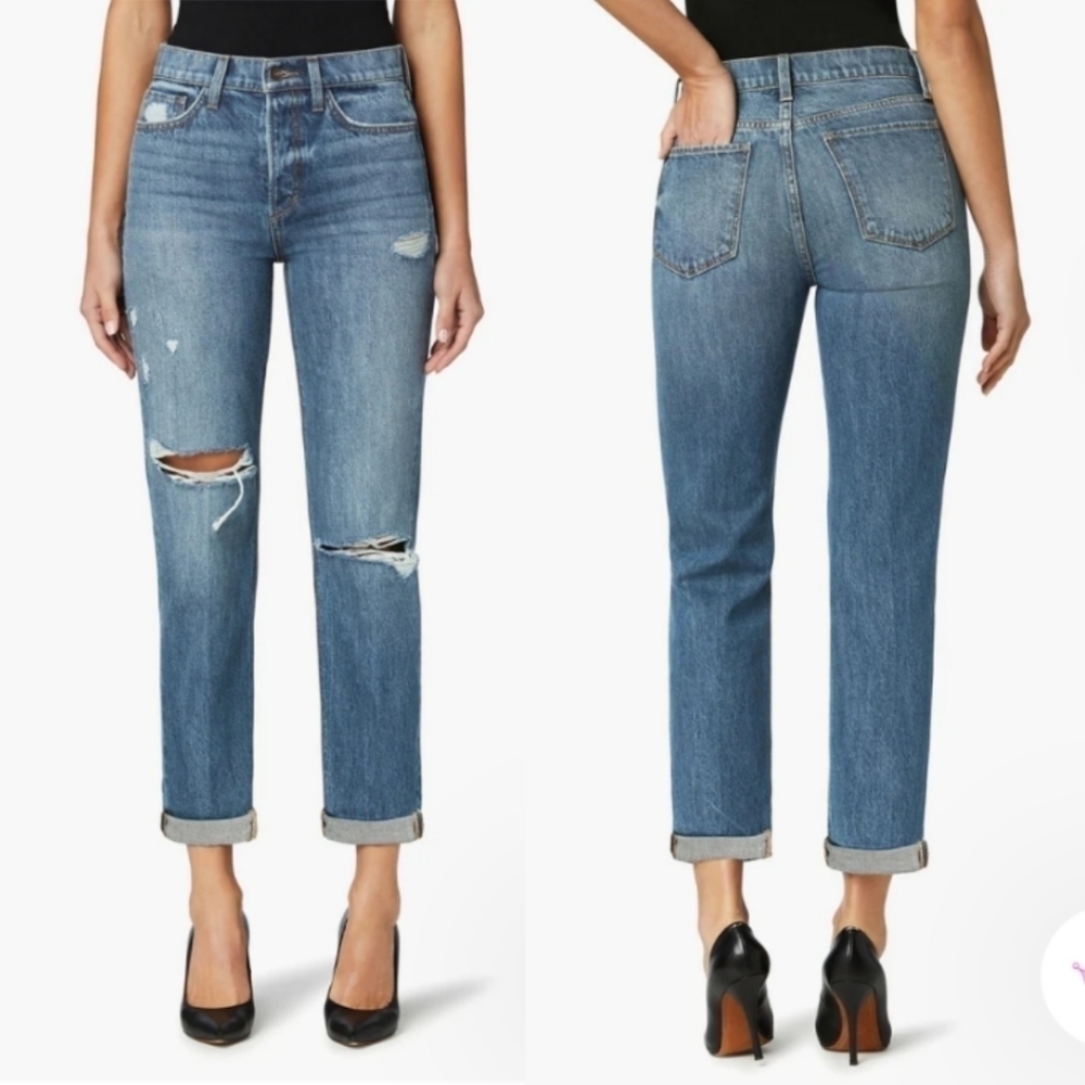Joe's Jeans Scout Mid Rise Slim Double Roll Hem Boyfriend Jeans